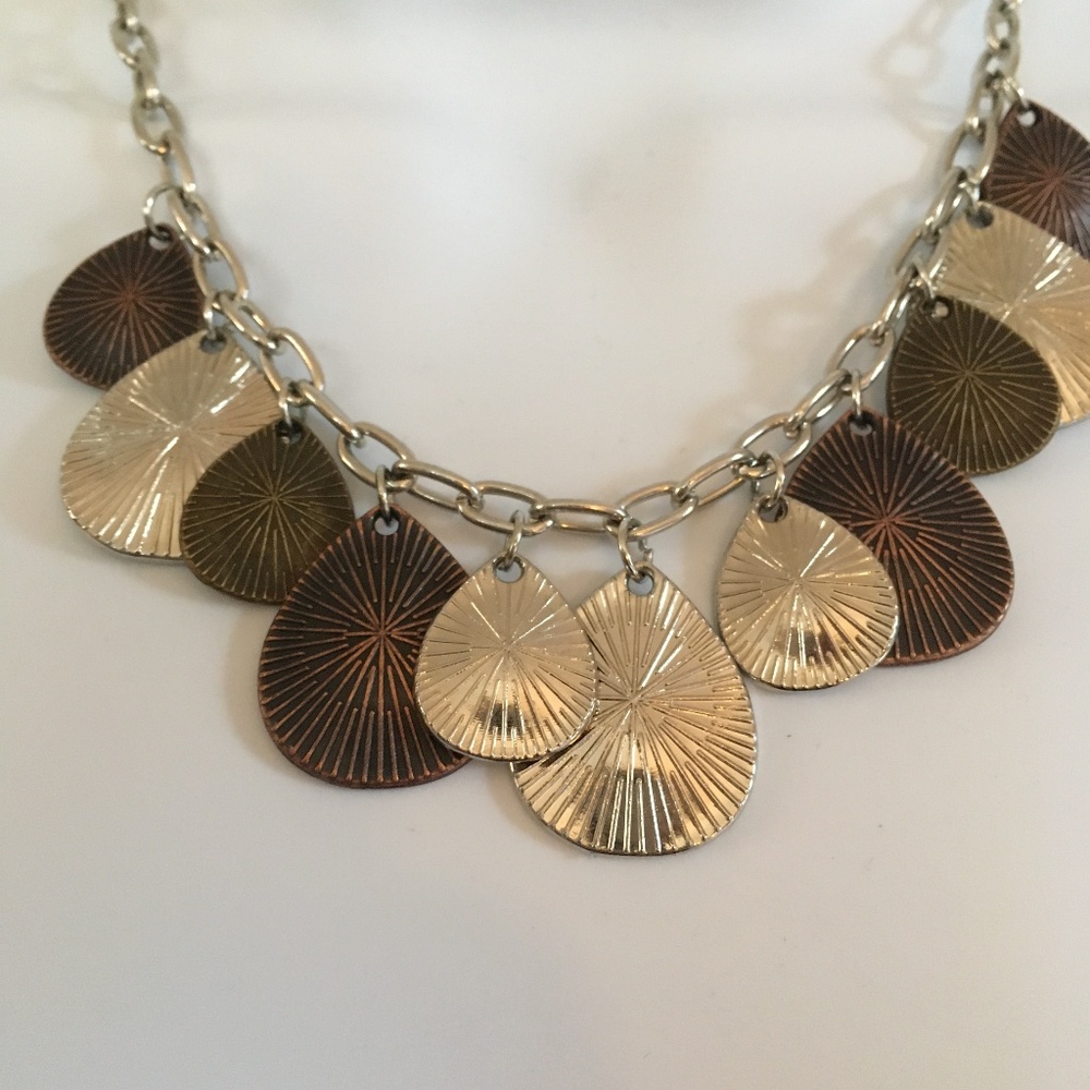 Silver and Bronze Teardrop Neckllace